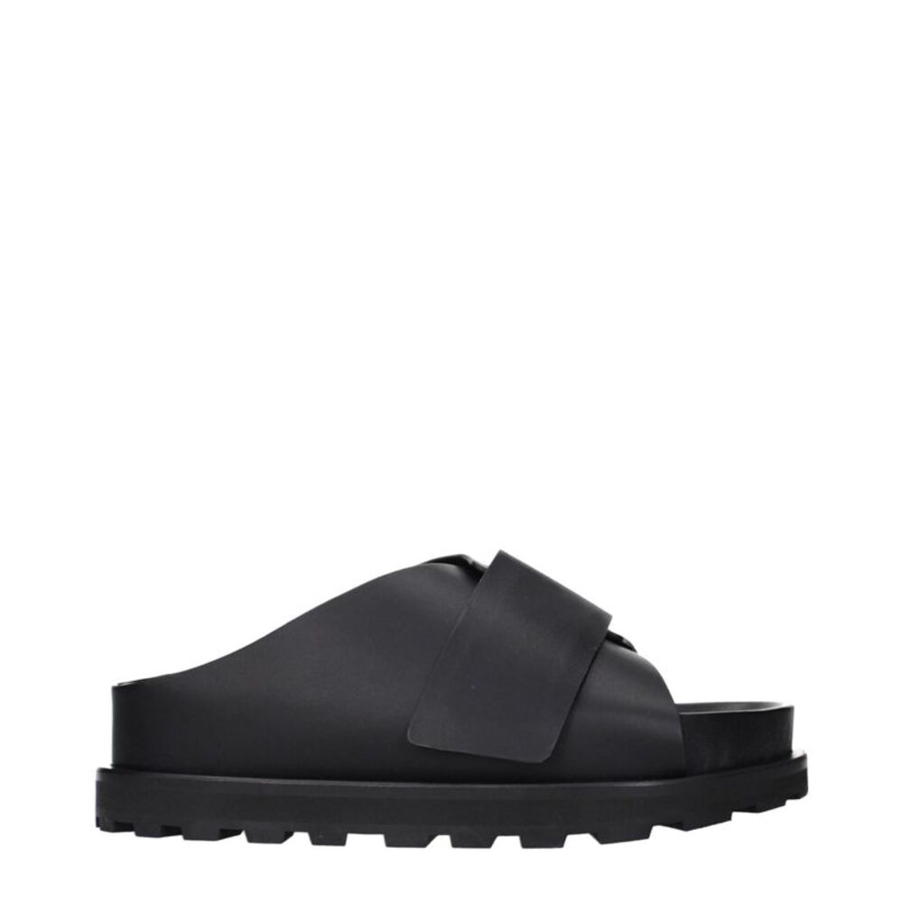 Jil Sander Black Leather Women's Slippers
